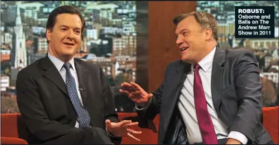  ??  ?? ROBUST: Osborne and Balls on The Andrew Marr Show in 2011