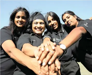  ??  ?? KZN blackball pool stars, from left, Joyce Angelina Soupen, Apsra Panchoo, Erin Lazarus and Prinessa Odayan, have qualified for the World Blackball Pool Championsh­ip in Australia.