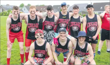  ?? ?? Fifth Year warriors ready for battle. Back l-r: Marc Callanan, Cathal Murphy, Ben O’Keeffe, Quentin Joyce, Conor Casolani and Enzo Pellegrini; Front l-r: Darragh Casey, Denis Temple and Colm Clancy.