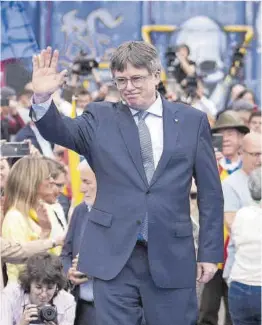  ?? David Borrat / Efe ?? Carles Puigdemont, durante el acto que celebró en Elna (Francia).