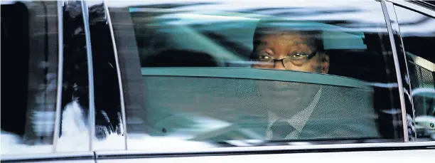  ?? Picture: Esa Alexander ?? President Jacob Zuma leaves the parliament­ary precinct in Cape Town on Wednesday after his meeting with Cyril Ramaphosa and cabinet ministers.