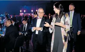  ??  ?? Clockwise from top: Prime Minister Jacinda Ardern talks with Deloitte NZ chief executive Thomas Pippos; Spark chief executive Simon Moutter at the awards; Barbara and Steve Chapman.