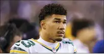  ?? CHRIS SZAGOLA — THE ASSOCIATED PRESS FILE ?? Wide receiver Allen Lazard looks on during the Packers’ game against the Eagles last November at Lincoln Financial Field.