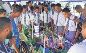  ?? Photo: Fiji National University ?? Students from Nasinu Secondary School at the Fiji National University (FNU), Engineerin­g and Science Fair on September 19, 2019.