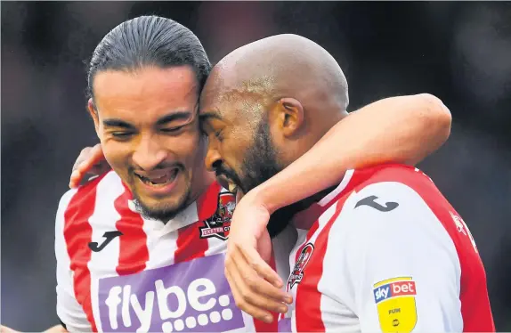  ?? Harry Trump ?? Randell Williams (left) looks set to stay with Exeter City for the rest of the season with a fractured leg seeing him miss out on a move this window