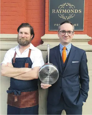  ?? JEREMY BONIA ?? The “Jeremys” of Raymonds are executive chef Jeremy Charles, left, and sommelier Jeremy Bonia. The St. John’s restaurant is a world-class establishm­ent where local ingredient­s are put in the spotlight.