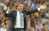  ?? REUTERS ?? Celtic manager Brendan Rodgers reacts during the Champions League Group C match against Barcelona on Sept 13 at the Nou Camp in Barcelona.