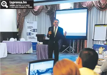  ?? FOTOS: FRANKLYN MUÑOZ ?? PRESENCIA. Mario Rodríguez Díaz, socio y director de Inver Value Colombia, durante la conferenci­a “Cómo comprar, vender y fusionar empresas”.