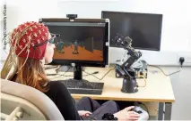  ??  ?? FAR LEFT: A multichann­el EEG and eye-tracker being used in a videogamel­ike situation to study decision making.