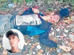  ??  ?? SOLO A UNOS METROS DE DISTANCIA estaban los cadáveres de los primos Jhon y Camilo Torrado, asesinados a balazos en la vía entre El Tarra y Filo El Gringo, sobre el kilómetro 84.