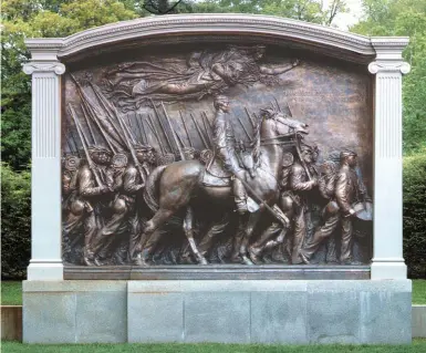  ??  ?? Augustus Saint-gaudens (1848-1907), Shaw Memorial. Bronze, 132 x 168 in. Gift of the Trustees of Saint-gaudens Memorial, 1994.