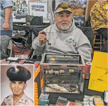  ?? PROVIDED ?? Tony Garcia demonstrat­ing a weedless bait at the Tinley Park Fishing Show. DALE BOWMAN/FOR THE SUN-TIMES Inset: Tony Garcia as a young serviceman.