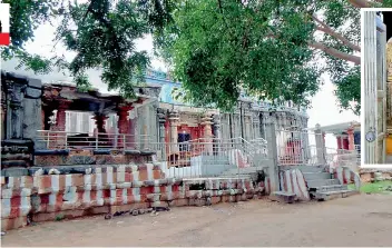  ??  ?? Left: The entrance of the 1,000-year-old Sri Chennakesa­va Swamy Devasthana­m of Gangapuram village.