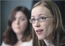  ?? THE CANADIAN PRESS/FILES ?? Former University of British Columbia students Glynnis Kirchmeier, right, and Caitlin Cunningham hold a news conference in November 2015 after UBC unveiled a draft sexual assault policy.