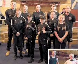  ?? Pictures: M&J Photograph­y ?? Left, Aylesham boxers and coaches and, below, Jack Roberts (right) celebrates his victory