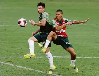  ?? Cesar Greco/Divulgação ?? Willian e Garcia participam de treino do Palmeiras