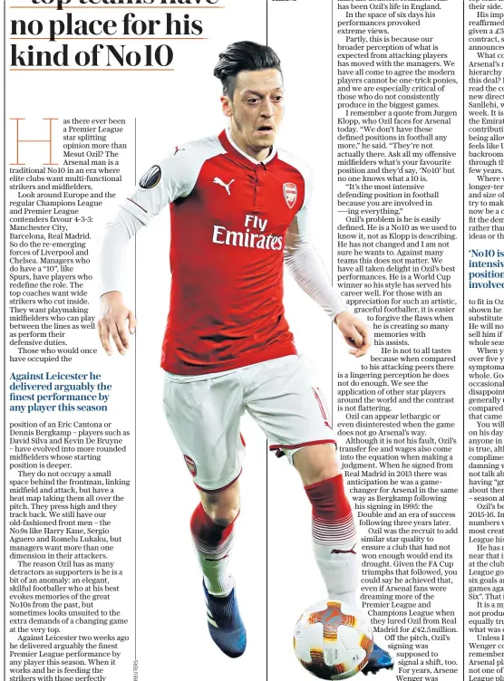  ??  ?? Magical moments: Mesut Ozil’s inconsiste­ncy has summed up Arsenal’s recent seasons