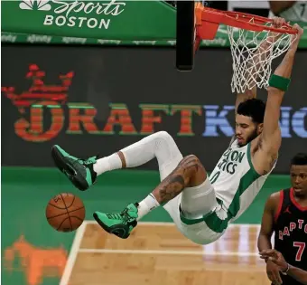  ?? MATT STONE / hErALd STAFF FILE; BELOW, STUArT cAhILL / hErALd STAFF FILE ?? ‘EVERY GAME IS WORTH ONE’: With the stretch run of the season approachin­g, Jayson Tatum, Brad Stevens and the Celtics are trying to take it game-by-game in a crowded Eastern Conference. Below, rookie guard Aaron Nesmith, right, has seen a decrease in playing time as Stevens has shortened his rotation.