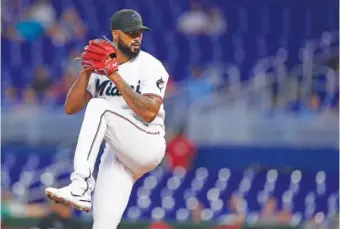  ?? AP PHOTO/WILFREDO LEE ?? The Miami Marlins’ Sandy Alcantara, pictured, is this year’s Cy Young Award winner for the National League. He received all 30 first-place votes in the NL, just as Justin Verlander did in the American League.