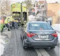  ?? JACK LAKEY ?? With a snowbank on one side and parked vehicles on the other it’s easy to get stuck.