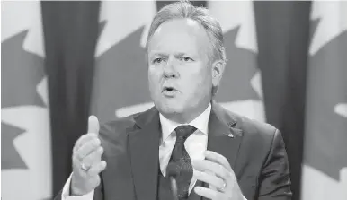  ?? SEAN KILPATRICK, CP ?? Bank of Canada Governor Stephen Poloz holds a press conference at the National Press Gallery.