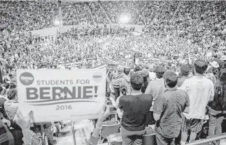  ?? Patrick T. Fallon / Bloomberg News ?? A rally was held Tuesday in Carson, Calif., for Sen. Bernie Sanders, whose campaign complained of favoritism by DNC officials, including party chairwoman Debbie Wasserman Schultz.