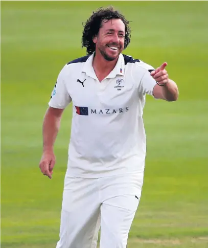  ??  ?? Ryan Sidebottom in action for Yorkshire. (Photo by Charlie Crowhurst/getty Images)