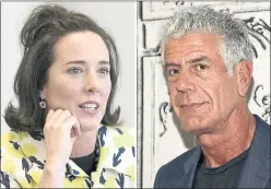  ?? BEBETO MATTHEWS THE ASSOCIATED PRESS ANDY KROPA INVISION ?? The deaths of Kate Spade, left, and Anthony Bourdain last week put a spotlight on the need for people to become better educated about suicide prevention.