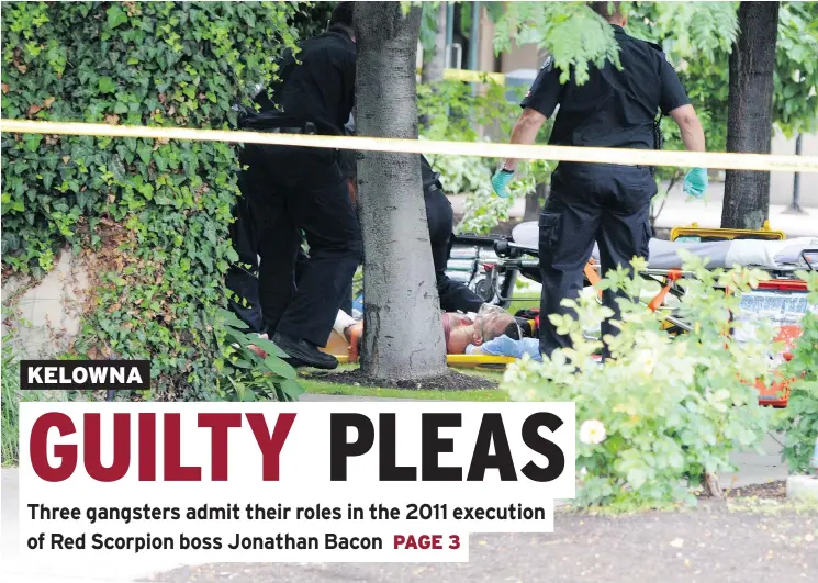  ?? DON SIPOS/PNG FILES ?? Paramedics tend to a victim after Jonathan Bacon and several gang associates were shot outside the Delta Grand Hotel in Kelowna on Aug. 14, 2011.