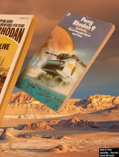  ??  ?? Hang on, these spaceships… they look exactly like books!