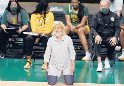  ?? CHRIS OMEARA/AP ?? Baylor head coach Kim Mulkey, shown during a game against South Florida in December, tested positive for COVID-19.