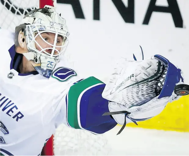  ?? JEFF MCINTOSH / THE CANADIAN PRESS ?? Canucks goalie Jacob Markstrom has no problems with the NHL’s crackdown on goalie equipment, but not every netminder is amused.