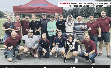  ??  ?? CHAMPIONS Havant 2nds after winning their final game of the Hampshire League County Division 1 season