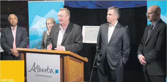  ?? ED KAISER/ EDMONTON JOURNAL ?? Transporta­tion Minister Wayne Drysdale announces funding to twin Highway 19 in Edmonton on Wednesday.