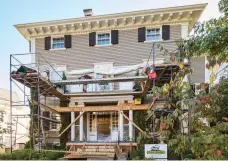  ??  ?? ABOVE & RIGHT A complete restoratio­n by Full Circa of an elaborate Colonial Revival entry porch involved rebuilding the structure of the roof and its balustrade. The porch has internal gutters, which actually drain toward a leader on the right-hand side of the house.