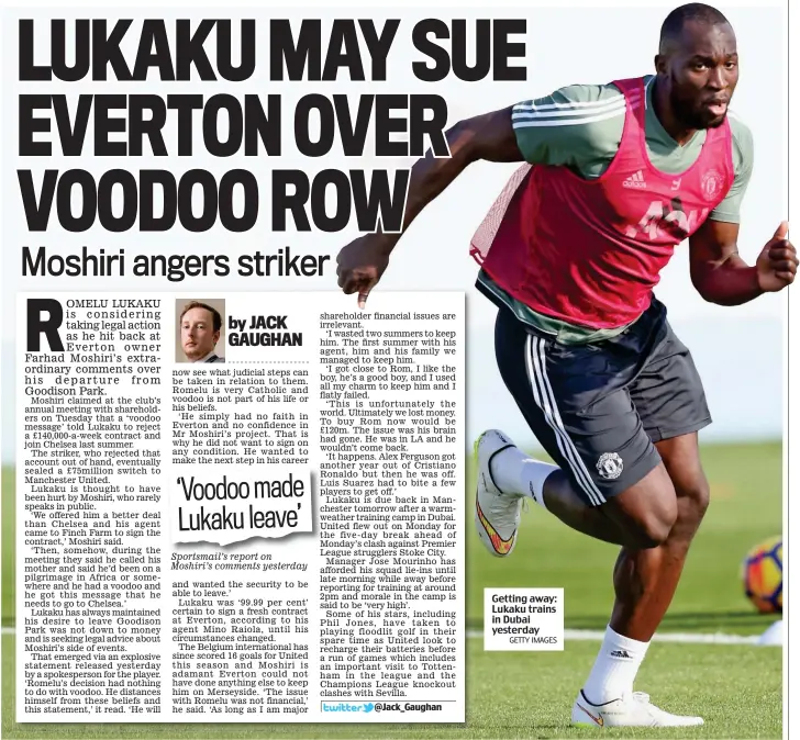  ?? GETTY IMAGES ?? Getting away: Lukaku trains in Dubai yesterday