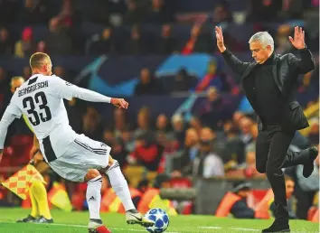  ?? AFP ?? Manchester United’s Jose Mourinho (right) gestures on the touchline during the Champions League Group H match against Juventus at Old Trafford on Tuesday.