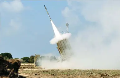  ?? (IDF) ?? A MISSILE from an Iron Dome battery is launched during Operation Pillar of Defense to intercept an incoming rocket from the Gaza Strip.