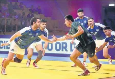  ?? HT PHOTO ?? India, who beat Pakistan in the Dubai Kabaddi Masters final in June, have won all seven Asian Games gold.