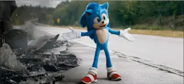  ?? Paramount Pictures and Sega of America ?? Sonic (Ben Schwartz) in “Sonic the Hedgehog.”
