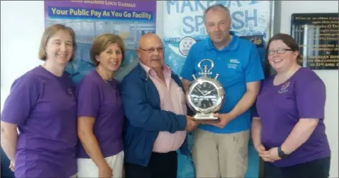  ??  ?? At the presentati­on to outgoing chairman Nick Kearne, are, from left, Yvonne Mahon, Claire Sinnott, Nick, Ger Flemming and Maria Reck.