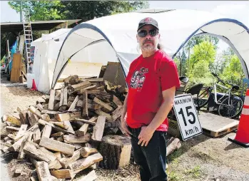  ?? GERRY KAHRMANN ?? Black Wolf, a spokesman for the Camp Cloud encampment on Burnaby Mountain, said the protesters “are not here to cause trouble with anyone,” including Kinder Morgan’s employees on the site.