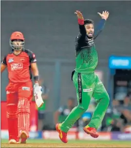  ?? BCCI ?? Wanindu Hasaranga took 5/18 in his four overs against Sunrisers Hyderabad on Sunday.