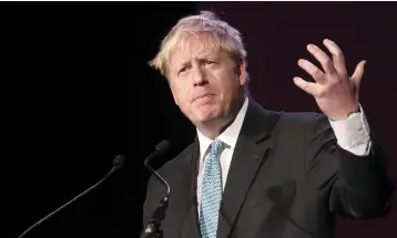  ??  ?? LEADER-IN-WAITING: Guest speaker Boris Johnson on the main stage at the Pendulum Summit