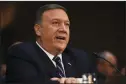  ?? RICCARDO SAVI/SIPA USA ?? U.S. Rep. Mike Pompeo (R-Kan.) testifies before the Senate Intelligen­ce Committee on his nomination to be director of the Central Intelligen­ce Agency on Thursday in the Dirksen Senate Office Building in Washington, D.C.