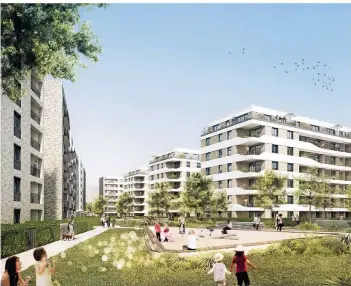  ?? VISUALISIE­RUNG: VIVAWEST ?? So soll der innere Bereich des neuen Wohnblocks an der Worringer Straße nach Vorstellun­g des Investors nach der Fertigstel­lung aussehen.