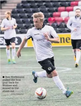  ?? John Rooney ?? Ben Hodkinson pulled the first goal back for Widnes and scored in the shoot-out