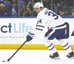  ?? JEFFREY T. BARNES / THE ASSOCIATED PRESS ?? Heading into Monday night’s game against the Florida Panthers, Toronto Maple Leafs centre Auston Matthews has 359 goals in 553 career National Hockey League regular season games. Of those goals,
268 have come at even strength.