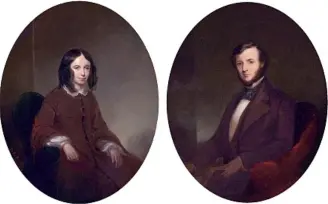  ??  ?? Portraits of Elizabeth and Robert Browning by Thomas B. Read