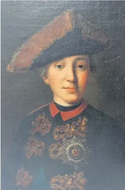  ??  ?? An 18th-century head and shoulders portrait of Emperor Peter III – sold at Anthemion Auctions for £12,500